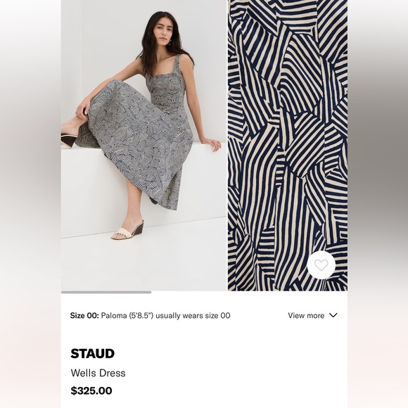 STAUD black and Cream Striped Dress - Picture 3 of 6